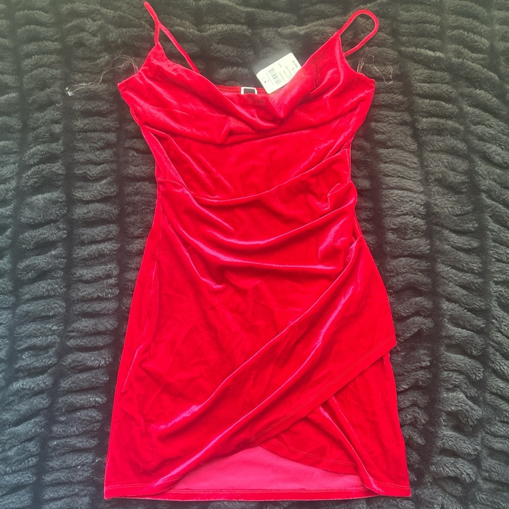 Elegant Red Velvet Dress